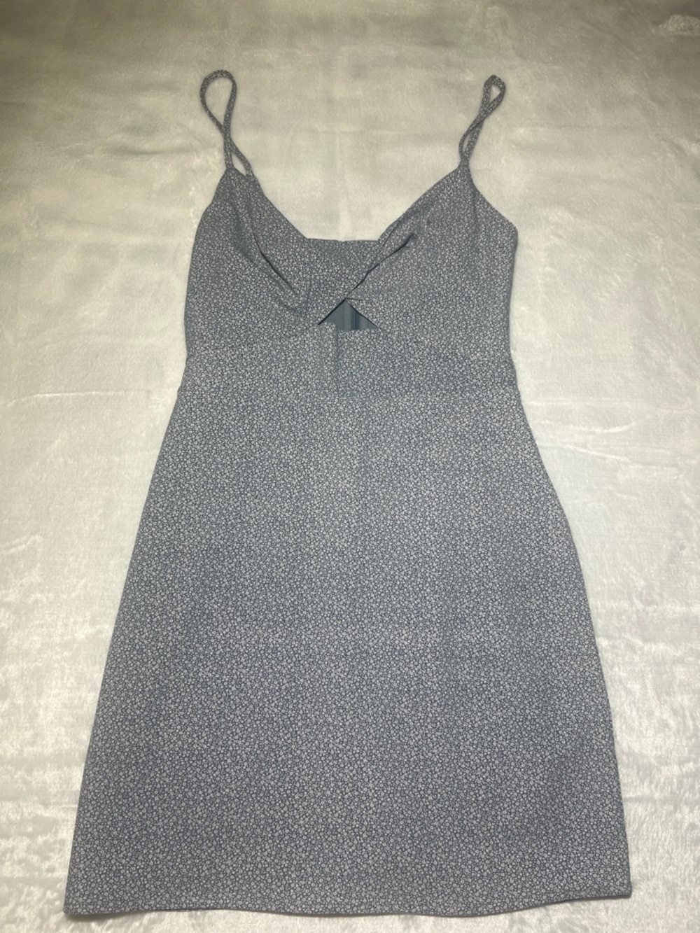 Abercrombie & Fitch Dusty Blue Mini Dress with Micro Floral
